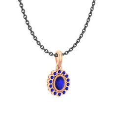 Rayiha Kolye - Lab safir 14 ayar rose altın kolye (40 cm gümüş rolo zincir) #1wj9632