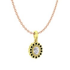 Swarovski ve siyah zirkon 8 ayar altın kolye (40 cm gümüş rolo zincir)
