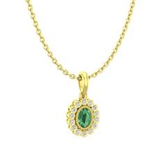 Rayiha Kolye - Kök zümrüt ve swarovski 8 ayar altın kolye (40 cm altın rolo zincir) #1yyucl