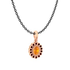 Rayiha Kolye - Sitrin ve garnet 14 ayar rose altın kolye (40 cm gümüş rolo zincir) #2ycudo