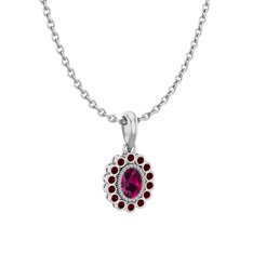 Rayiha Kolye - Rodolit garnet ve garnet 925 ayar gümüş kolye (40 cm gümüş rolo zincir) #62hzwc