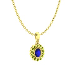 Lab safir ve peridot 8 ayar altın kolye (40 cm altın rolo zincir)