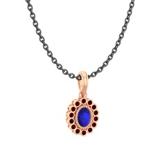 Rayiha Kolye - Lab safir ve garnet 18 ayar rose altın kolye (40 cm gümüş rolo zincir) #6q7tvv