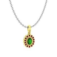 Rayiha Kolye - Yeşil kuvars ve rodolit garnet 8 ayar altın kolye (40 cm gümüş rolo zincir) #77qn5z
