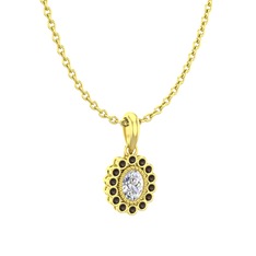 Rayiha Kolye - Swarovski ve dumanlı kuvars 14 ayar altın kolye (40 cm altın rolo zincir) #7vef13