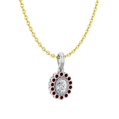 Swarovski ve garnet 8 ayar beyaz altın kolye (40 cm gümüş rolo zincir)