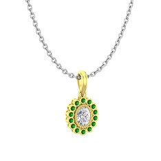Rayiha Kolye - Swarovski ve yeşil kuvars 14 ayar altın kolye (40 cm beyaz altın rolo zincir) #bqn8x