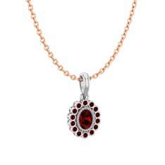 Rayiha Kolye - Garnet 925 ayar gümüş kolye (40 cm rose altın rolo zincir) #delifi