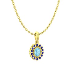 Rayiha Kolye - Akuamarin ve lab safir 8 ayar altın kolye (40 cm altın rolo zincir) #dqbdtj