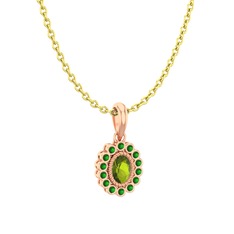 Rayiha Kolye - Peridot ve yeşil kuvars 925 ayar rose altın kaplama gümüş kolye (40 cm altın rolo zincir) #drdz7m