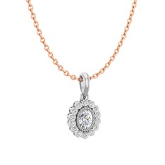 Rayiha Kolye - Swarovski ve pırlanta 8 ayar beyaz altın kolye (0.154 karat, 40 cm rose altın rolo zincir) #e4ymx5