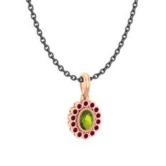 Rayiha Kolye - Peridot ve rodolit garnet 14 ayar rose altın kolye (40 cm gümüş rolo zincir) #eme8wm