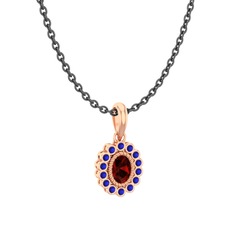 Rayiha Kolye - Garnet ve lab safir 18 ayar rose altın kolye (40 cm gümüş rolo zincir) #f5cj09