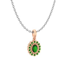 Rayiha Kolye - Yeşil kuvars 925 ayar rose altın kaplama gümüş kolye (40 cm gümüş rolo zincir) #h87l2r