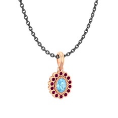 Rayiha Kolye - Akuamarin ve rodolit garnet 18 ayar rose altın kolye (40 cm gümüş rolo zincir) #hqspne