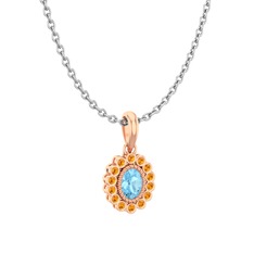 Rayiha Kolye - Akuamarin ve sitrin 18 ayar rose altın kolye (40 cm beyaz altın rolo zincir) #iaaktz