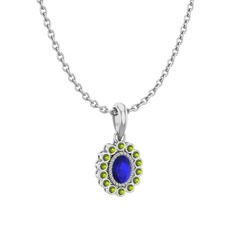 Rayiha Kolye - Lab safir ve peridot 925 ayar gümüş kolye (40 cm gümüş rolo zincir) #iam0w0