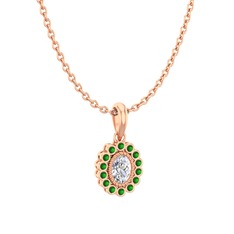 Rayiha Kolye - Swarovski ve yeşil kuvars 18 ayar rose altın kolye (40 cm gümüş rolo zincir) #imrkpi