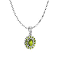 Rayiha Kolye - Peridot 8 ayar beyaz altın kolye (40 cm beyaz altın rolo zincir) #irt7oj
