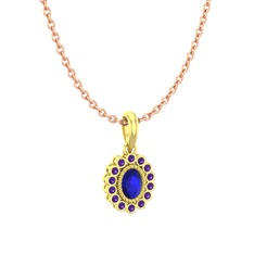 Rayiha Kolye - Lab safir ve ametist 14 ayar altın kolye (40 cm rose altın rolo zincir) #jdl9w3