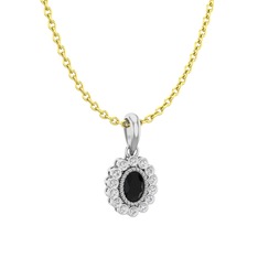 Rayiha Kolye - Siyah zirkon ve beyaz zirkon 8 ayar beyaz altın kolye (40 cm altın rolo zincir) #jq0zdq
