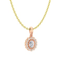 Rayiha Kolye - Swarovski ve beyaz zirkon 14 ayar rose altın kolye (40 cm gümüş rolo zincir) #kerrx4