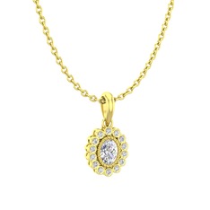 Rayiha Kolye - Swarovski ve pırlanta 14 ayar altın kolye (0.154 karat, 40 cm altın rolo zincir) #ki9yoe