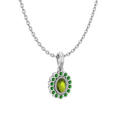 Rayiha Kolye - Peridot ve yeşil kuvars 925 ayar gümüş kolye (40 cm gümüş rolo zincir) #kj1gde