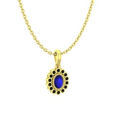 Rayiha Kolye - Lab safir ve siyah zirkon 8 ayar altın kolye (40 cm altın rolo zincir) #kqlhdx