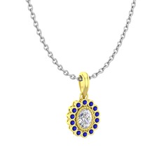 Rayiha Kolye - Swarovski ve lab safir 14 ayar altın kolye (40 cm beyaz altın rolo zincir) #kvsh0c