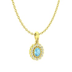 Rayiha Kolye - Akuamarin ve swarovski 14 ayar altın kolye (40 cm altın rolo zincir) #lq2cpl