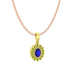 Rayiha Kolye - Lab safir ve peridot 18 ayar altın kolye (40 cm rose altın rolo zincir) #om4y2i
