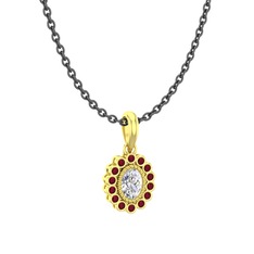 Rayiha Kolye - Swarovski ve kök yakut 14 ayar altın kolye (40 cm gümüş rolo zincir) #qesflk