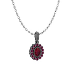 Rayiha Kolye - Kök yakut ve rodolit garnet 925 ayar siyah rodyum kaplama gümüş kolye (40 cm gümüş rolo zincir) #qqz6ti