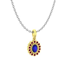 Rayiha Kolye - Lab safir ve rodolit garnet 925 ayar altın kaplama gümüş kolye (40 cm beyaz altın rolo zincir) #rqvmmr