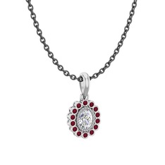 Rayiha Kolye - Swarovski ve kök yakut 18 ayar beyaz altın kolye (40 cm gümüş rolo zincir) #t0dy58