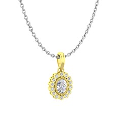Rayiha Kolye - Swarovski ve pırlanta 8 ayar altın kolye (0.154 karat, 40 cm beyaz altın rolo zincir) #tcd999