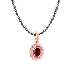 Rayiha Kolye - Garnet ve pembe kuvars 18 ayar rose altın kolye (40 cm gümüş rolo zincir) #tltc8y