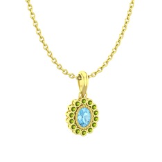 Rayiha Kolye - Akuamarin ve peridot 18 ayar altın kolye (40 cm gümüş rolo zincir) #uzw7nu