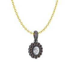 Rayiha Kolye - Swarovski ve dumanlı kuvars 925 ayar siyah rodyum kaplama gümüş kolye (40 cm altın rolo zincir) #v8zzkr