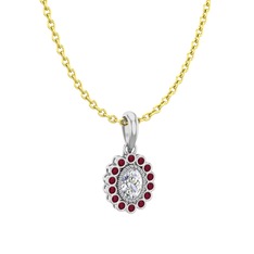 Rayiha Kolye - Swarovski ve kök yakut 925 ayar gümüş kolye (40 cm altın rolo zincir) #w0j3h5