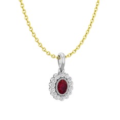 Kök yakut ve swarovski 925 ayar gümüş kolye (40 cm altın rolo zincir)