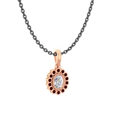 Rayiha Kolye - Swarovski ve garnet 14 ayar rose altın kolye (40 cm gümüş rolo zincir) #wziv7f