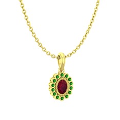 Rayiha Kolye - Kök yakut ve yeşil kuvars 18 ayar altın kolye (40 cm altın rolo zincir) #yhiyw8