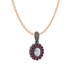 Rayiha Kolye - Swarovski ve rodolit garnet 925 ayar siyah rodyum kaplama gümüş kolye (40 cm gümüş rolo zincir) #yiz0nz