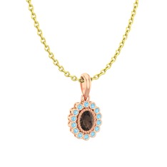 Rayiha Kolye - Dumanlı kuvars ve akuamarin 925 ayar rose altın kaplama gümüş kolye (40 cm altın rolo zincir) #ytbl8c