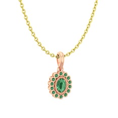 Rayiha Kolye - Kök zümrüt 18 ayar rose altın kolye (40 cm altın rolo zincir) #zk0hrg