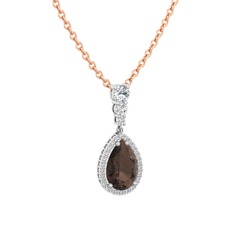 Nil Damlası Kolye - Dumanlı kuvars ve swarovski 925 ayar gümüş kolye (40 cm gümüş rolo zincir) #108j1zz