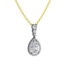Swarovski 925 ayar siyah rodyum kaplama gümüş kolye (40 cm altın rolo zincir)