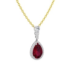 Kök yakut ve swarovski 925 ayar gümüş kolye (40 cm gümüş rolo zincir)